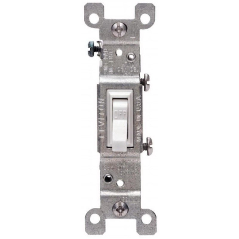 Leviton S02-01451-2WS Series Switch, White, 1 Poles, 15 A, 120 V, Thermoplastic Housing Material