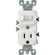Leviton S02-05225-0WS Combination Switch/Receptacle, 1-Pole, 15 A, 120 V Switch, 125 V Receptacle, White, 1-Pole