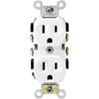 Leviton S02-0BR15-0WS Duplex Receptacle, 2 -Pole, 15 A, 125 V, Back, Side Wiring, NEMA: 5-15R, White