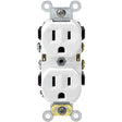 Leviton S02-0CR15-0WS Duplex Receptacle, 2 -Pole, 15 A, 125 V, Side Wiring, NEMA: 5-15R, White