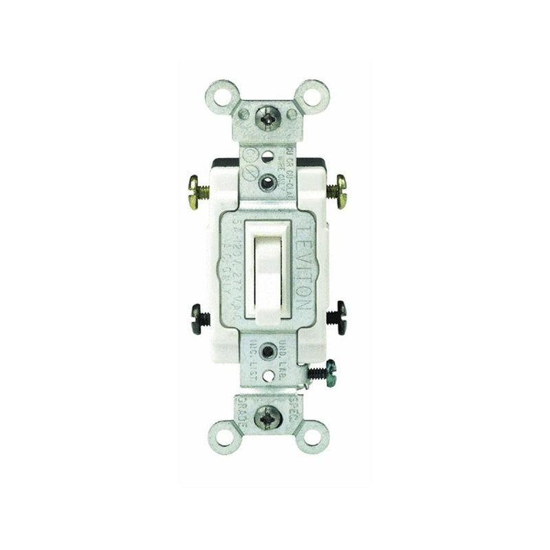 Leviton S02-CS415-2WS Series Toggle Switch, White, 15 A, 120/277 V, Thermoplastic Housing Material