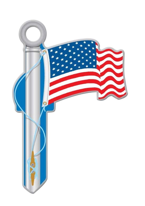 Lucky Line Key Shapes Series B101S Key Blank, American Flag, Brass, Enamel-Coated, For: Schlage Locks, Pack of 5