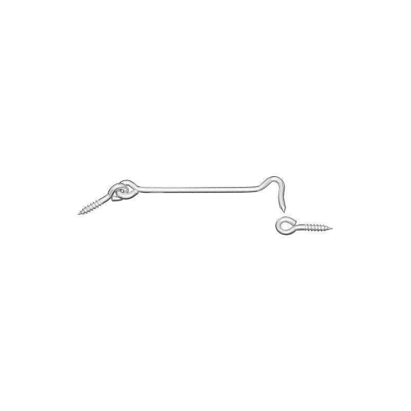 National Hardware V2000 Series N226-381 Hook and Eye, 6 in L Dimensions, Steel, Zinc, 1/PK