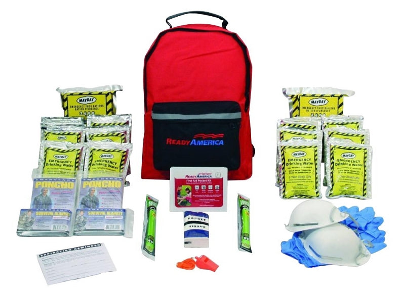 Ready America 70280 Emergency Kit, Includes: (2) 2400 Calorie Food Bars, (12) 4.225 oz Water Pouches