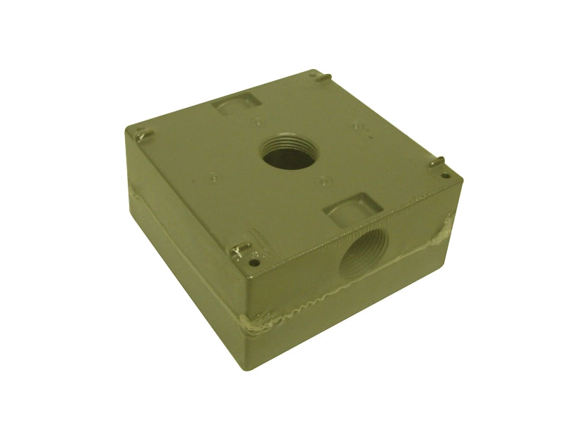 Teddico/Bwf TGB-75V Outlet Box, 2-Gang, 3-Knockout, 3-3/4 in, Metal, Gray, Powder-Coated