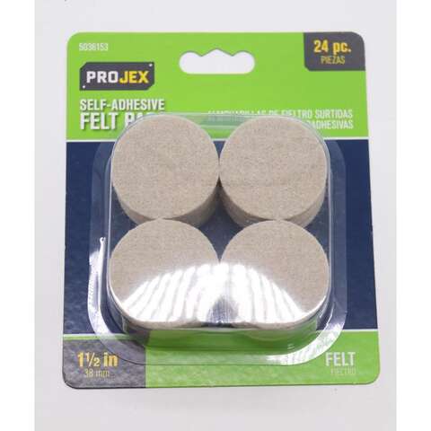 Projex Felt Self Adhesive Protective Pad Tan Round 1-1/2 in. W 24 pk