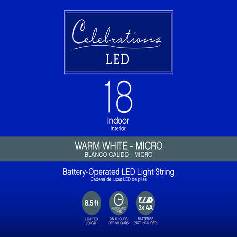 Celebrations LED Multicolored 18 ct String Christmas Lights, Pack of 12
