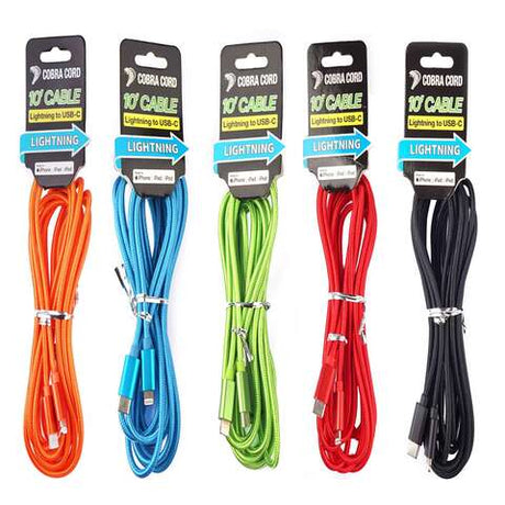 Diamond Visions Cobra Cord Lightning to USB Type C Cable 1 pk, Pack of 12