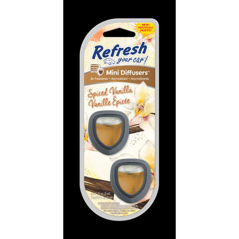Refresh Your Car Mini Diffusers Spiced Vanilla Scent Mini Car Diffuser 0.2 oz Liquid 2 pk