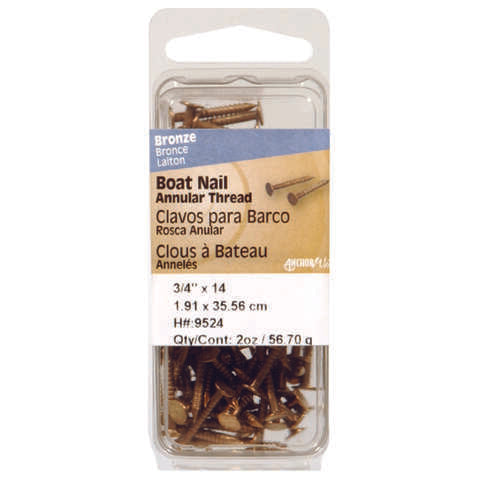 HILLMAN 1-1/2 in. Boat Bronze Stainless Steel Nail Flat Head 2 oz, Pack of 6
