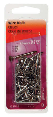 HILLMAN 5/8 in. Wire Bright Steel Nail Flat Head, Pack of 6