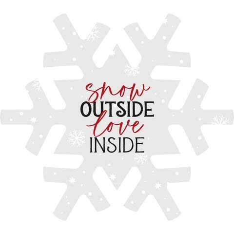 P Graham Dunn White Snow Outside Love Inside Table Decor 6.65 in., Pack of 4