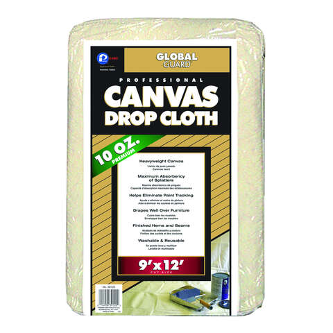 Premier GlobalGuard 9 ft. W X 12 ft. L 10 oz Professional Grade Canvas Drop Cloth 1 pk