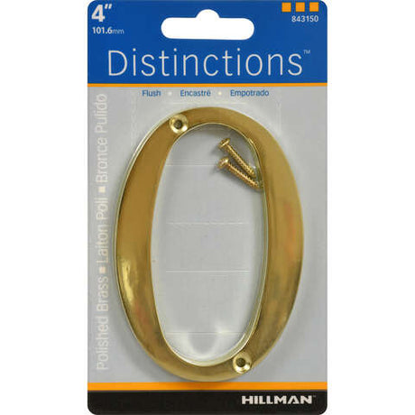 HILLMAN Distinctions 4 in. Gold Zinc Die-Cast Screw-On Number 0 1 pc, Pack of 3