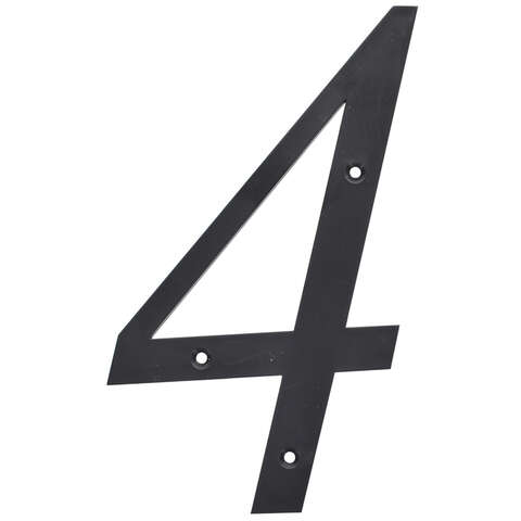 HILLMAN 6 in. Reflective Black Plastic Nail-On Number 4 1 pc, Pack of 3