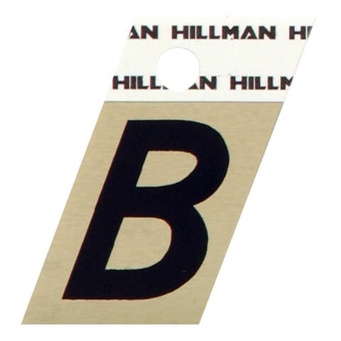 HILLMAN 1.5 in. Reflective Black Aluminum Self-Adhesive Letter B 1 pc, Pack of 6