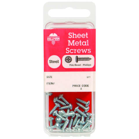 HILLMAN No. 4 X 3/8 in. L Phillips Pan Head Sheet Metal Screws 25 pk, Pack of 10