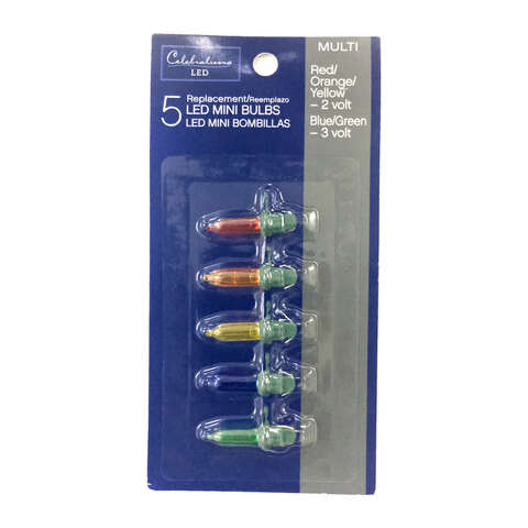 Celebrations Blue LED Mini Multicolored 5 ct Replacement Christmas Light Bulbs
