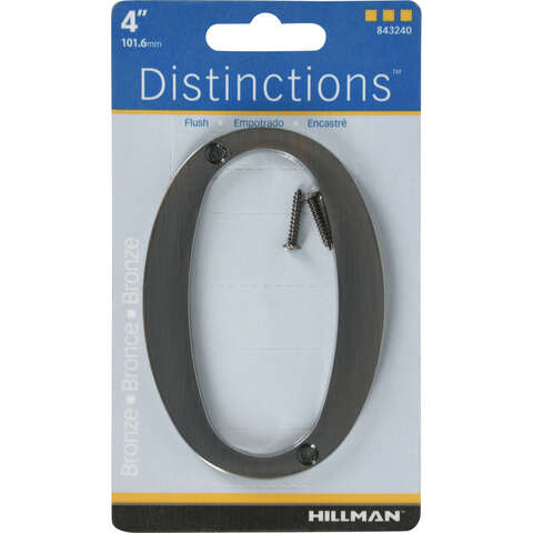HILLMAN Distinctions 4 in. Bronze Zinc Die-Cast Screw-On Number 0 1 pc, Pack of 3