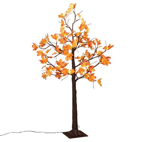 Gerson Warm White 48 ct 4 ft. LED Prelit Maple Leaf Lighted Tree Halloween Decor, Pack of 4