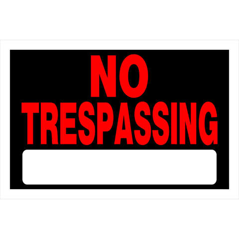 HILLMAN English Black No Trespassing Sign 8 in. H X 12 in. W, Pack of 6