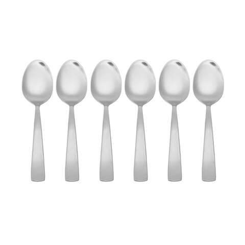 Lifetime Brands Pfaltzgraff Silver Stainless Steel Danford Teaspoon, Pack of 6