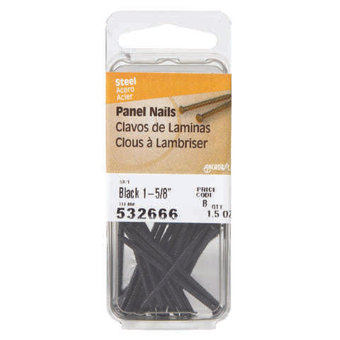 HILLMAN 1-5/8 in. Panel Black Coating Steel Nail Large Head, Pack of 6