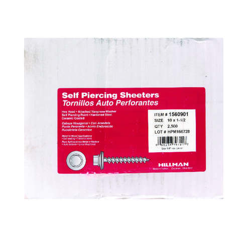 HILLMAN No. 10 X 1-1/2 in. L Hex Hex Washer Head Self-Piercing Screws 2500 lb 1 pk