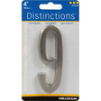 HILLMAN Distinctions 4 in. Silver Zinc Die-Cast Self-Adhesive Number 9 1 pc, Pack of 3
