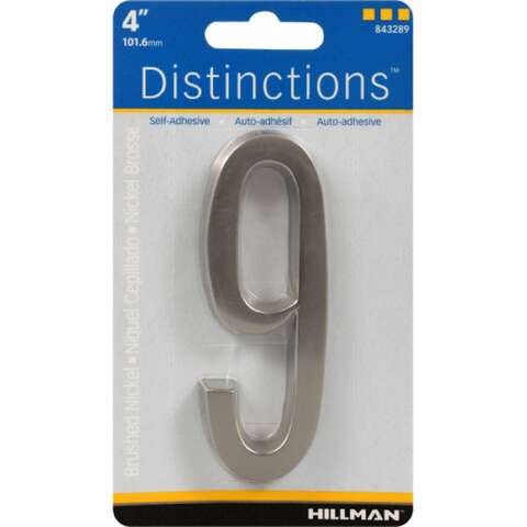 HILLMAN Distinctions 4 in. Silver Zinc Die-Cast Self-Adhesive Number 9 1 pc, Pack of 3