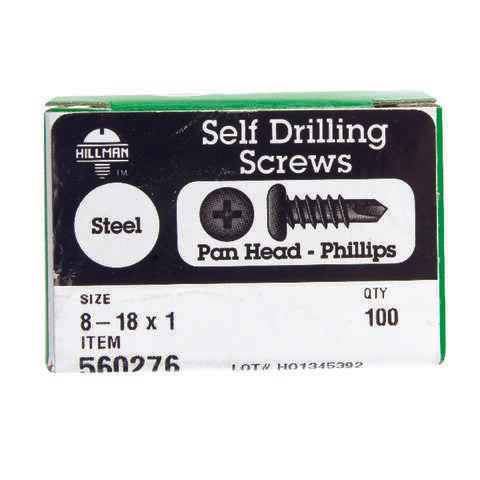 HILLMAN No. 8-18 X 1 in. L Phillips Pan Head Self-Drilling Screws 100 pk