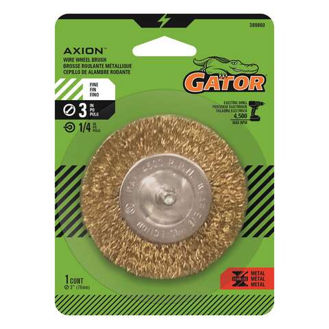 Gator 3 in. Fine Crimped Wire Wheel Brush Brass Coated Steel 4500 rpm 1 pc