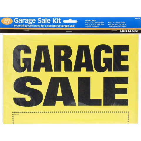 HILLMAN English Yellow Garage Sale Sign Kit 8 in. H X 12 in. W, Pack of 5