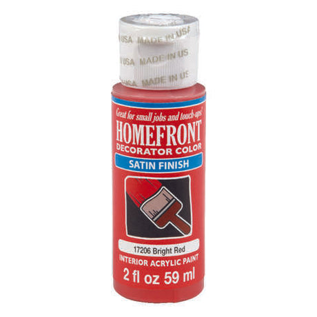 Homefront Decorator Color Satin Bright Red Hobby Paint 2 oz, Pack of 3