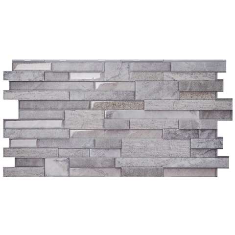 Smart Tiles 11.4 in. W X 22.5 in. L Gray Multiple Finish (Mosaic) Vinyl Adhesive Wall Tile 2 pc, Pack of 4