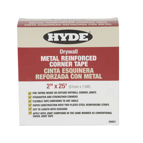 Hyde 25 ft. L X 2 in. W Reinforced Metal White Corner Tape