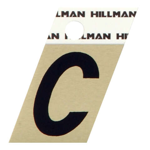 HILLMAN 1.5 in. Reflective Black Aluminum Self-Adhesive Letter C 1 pc, Pack of 6