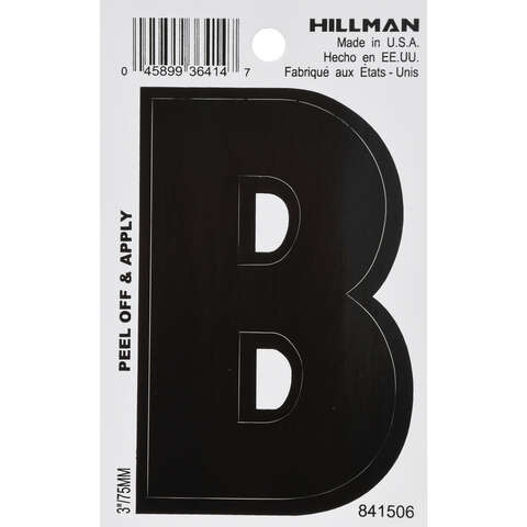 HILLMAN 3 in. Black Vinyl Self-Adhesive Letter B 1 pc, Pack of 6
