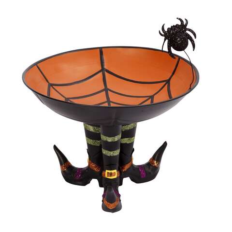 Gerson 11.25 in. Candy Bowl on Witch Boots Halloween Decor