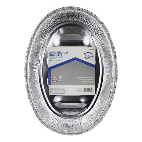 Home Plus Durable Foil 11-1/2 in. W X 16-1/2 in. L Oval Roaster Pan Silver 2 pc, Pack of 12
