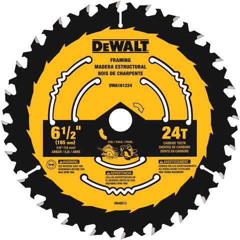 DeWalt 6-1/2 in. D X 5/8 in. Tungsten Carbide Circular Saw Blade 24 teeth 1 blade, Pack of 10