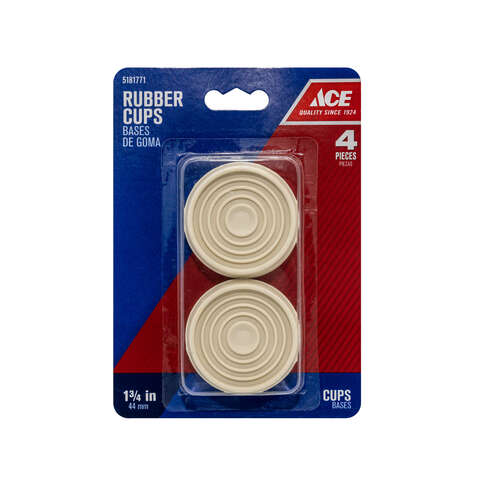 Ace Rubber Caster Cup White Round 1-3/4 in. W 4 pk
