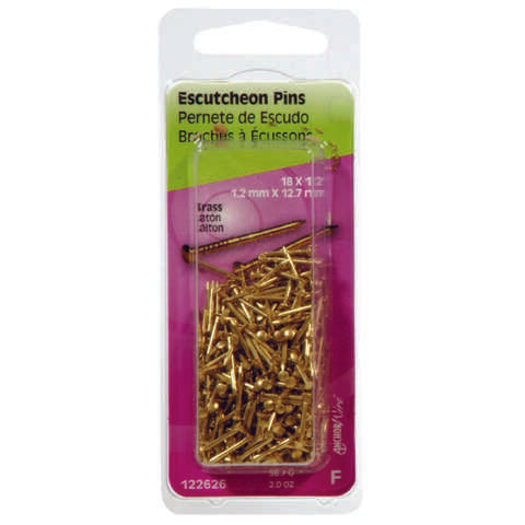 HILLMAN 16 Ga. X 3/4 in. L Brass Escutcheon Pins 1 pk 2 oz, Pack of 6