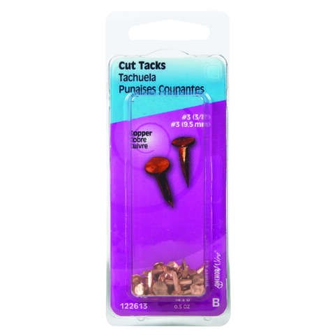 Hillman No. 3 X 3/8 in. L Copper Cut Tacks 0.5 pk, Pack of 6
