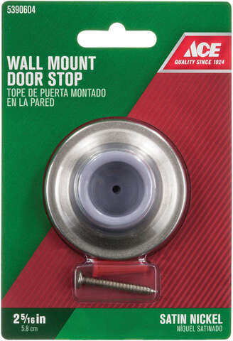 Ace 2-1/4 in. W Metal Satin Nickel Gold Wall Door Stop Mounts to wall 1/4 in., Pack of 5