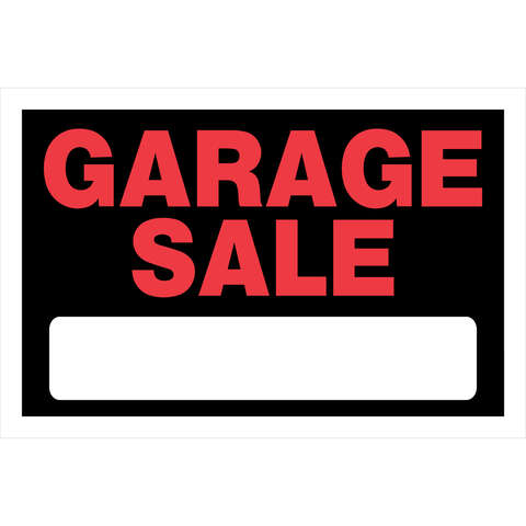 HILLMAN English Black Garage Sale Sign 8 in. H X 12 in. W, Pack of 6
