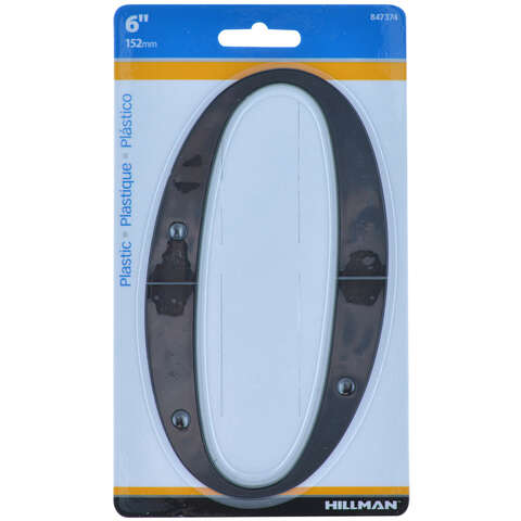 HILLMAN 6 in. Black Plastic Nail-On Number 0 1 pc, Pack of 3