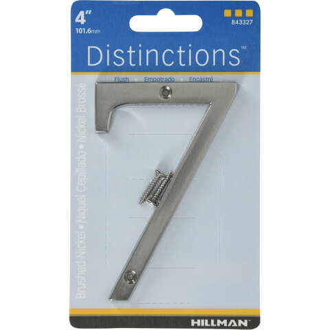 HILLMAN Distinctions 4 in. Silver Zinc Die-Cast Screw-On Number 7 1 pc, Pack of 3