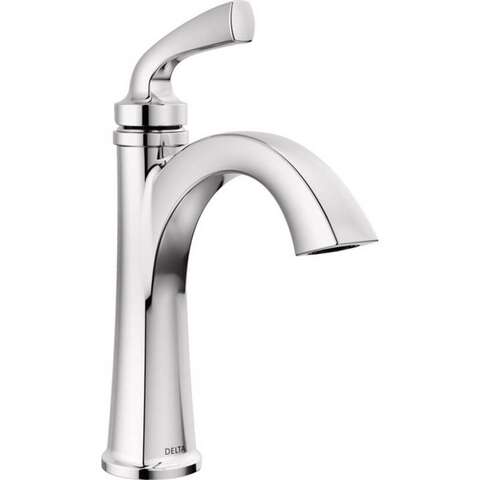 Delta Geist Chrome Single-Handle Bathroom Sink Faucet 4 in.