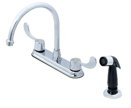 Homewerks Two Handle Chrome Kitchen Faucet Side Sprayer Included